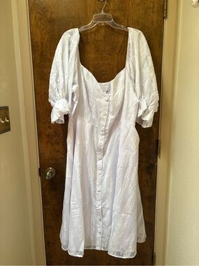 NWT Bridal by Eloquii White Puff Sleeve Button-Front Women's Dress with pockets